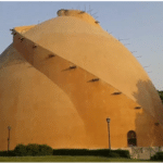 pillarless Golghar building in the evening time.