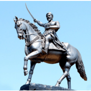 A picture of Shivaji in a stallion.