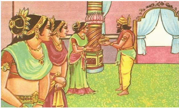 King Dasharath with his wives