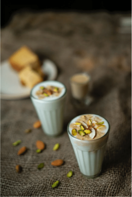 A glass of Dry fruit Lassi