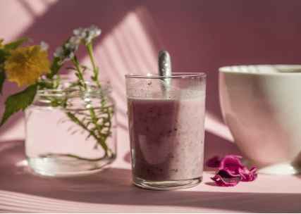 A glass of Strawberry Lassi