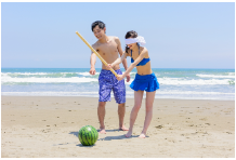 the Japanese beach activity watermelons