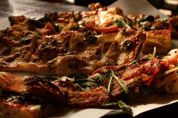 Freshly made pieces of Focaccia bread