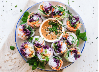 Vegan salad with dip